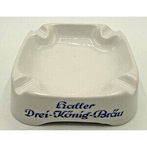 Vintage Haller Deri-Konig-Brau Ashtray White/Blue Germany 5”